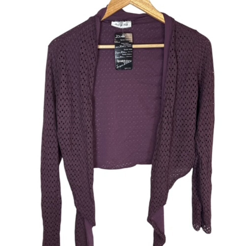 Spazio‎ Italiano Collection Made in Italy Dark Purple Waterfall Cardigan Size XL